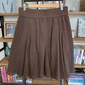 100% Cotton Ann Taylor Chocolate Brown A-Line Skirt, Size Small